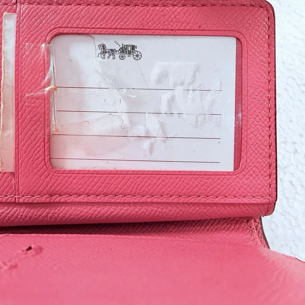 Coach Medium Corner Zip Women's Wallet Pink Red Beige